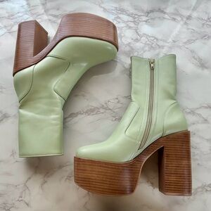 SOLD- Jeffrey Campbell Mexique-2 Mint Natural Polish Stack Platform Boots
